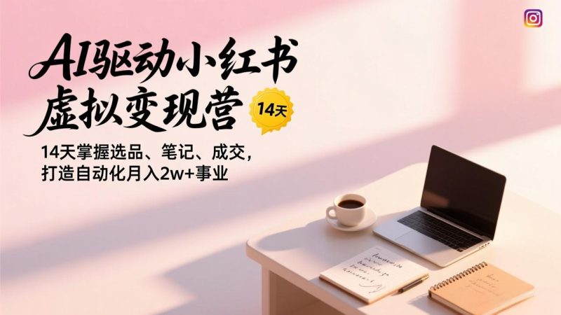 （17204期）AI驱动小红书虚拟营，14天掌握选品、笔记、成交，打造自动化事业_免费分享网络创业,副业,信息差项目的老牌资源整合平台！金铲子项目