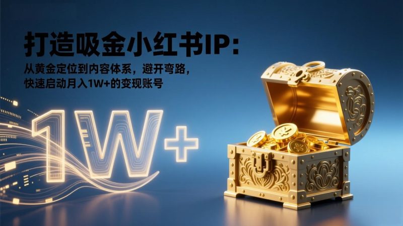 （17227期）打造吸金小红书IP：从黄金定位到内容体系，避开弯路，快速启动月入1W+的变现账号_免费分享网络创业,副业,信息差项目的老牌资源整合平台！金铲子项目