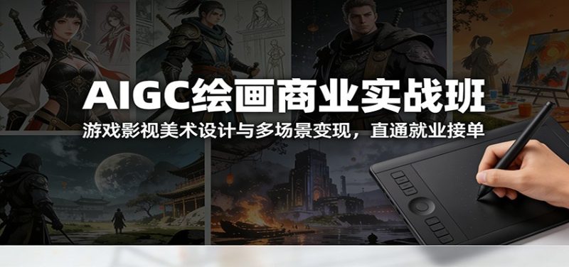AIGC绘画商业实战班：游戏影视美术设计与多场景，直通就业接单_免费分享网络创业,副业,信息差项目的老牌资源整合平台！金铲子项目