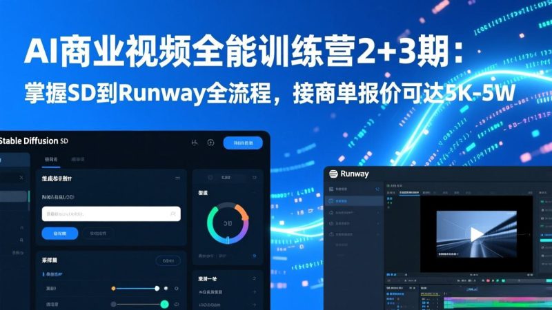 （17235期）AI商业视频全能训练营2+3期：掌握SD到Runway全流程，接商单报价可达5K-5W_免费分享网络创业,副业,信息差项目的老牌资源整合平台！金铲子项目
