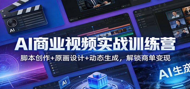 AI商业视频实战训练营:脚本创作+原画设计+动态生成,解锁商单变现_免费分享网络创业,副业,信息差项目的老牌资源整合平台!金铲子项目