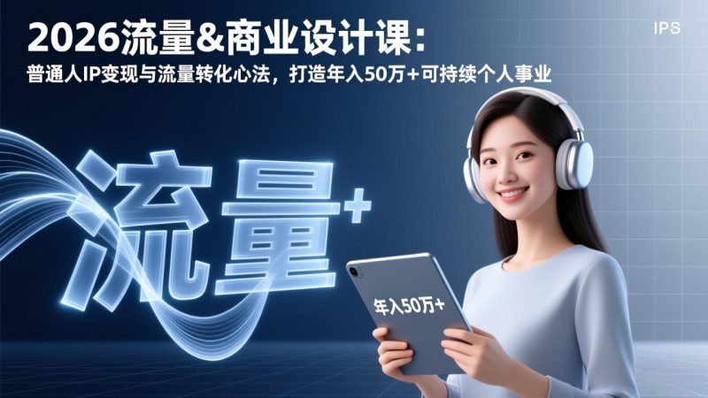 (17246期)2026流量&商业设计课:普通人IP变现与流量转化心法,打造年入50万+可持续个人事业_免费分享网络创业,副业,信息差项目的老牌资源整合平台!金铲子项目