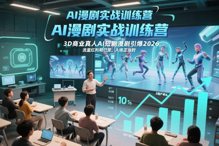 AI漫剧实战训练营，3D商业真人AI短剧漫剧引爆2026，流量红利期已至，入场正当时_免费分享网络创业,副业,信息差项目的老牌资源整合平台！金铲子项目