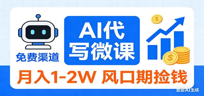 2026告别打工!AI 代写微课,提供免费渠道,月入 1-2W 风口期捡钱_免费分享网络创业,副业,信息差项目的老牌资源整合平台!金铲子项目