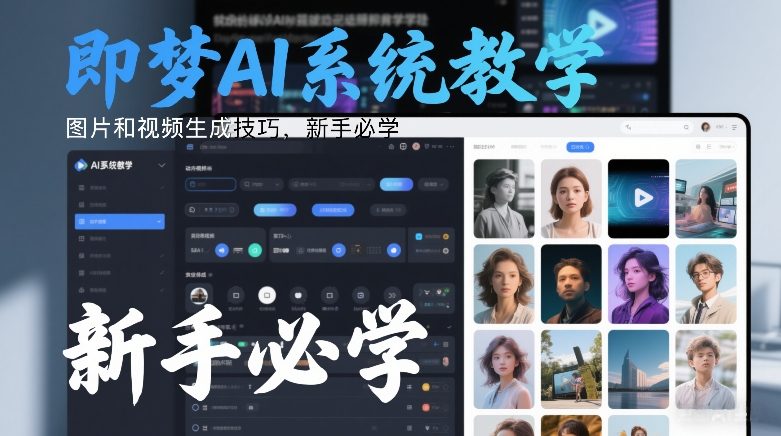 即梦AI系统教学,图片和视频生成技巧,新手必学_免费分享网络创业,副业,信息差项目的老牌资源整合平台!金铲子项目