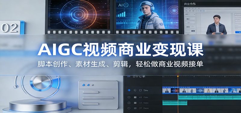 AIGC视频商业变现课：脚本创作、素材生成、剪辑，轻松做商业视频接单_免费分享网络创业,副业,信息差项目的老牌资源整合平台！金铲子项目