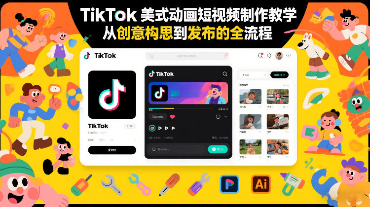 TikTok美式动画短视频制作教学，从创意构思到发布的全流程_免费分享网络创业,副业,信息差项目的老牌资源整合平台！金铲子项目