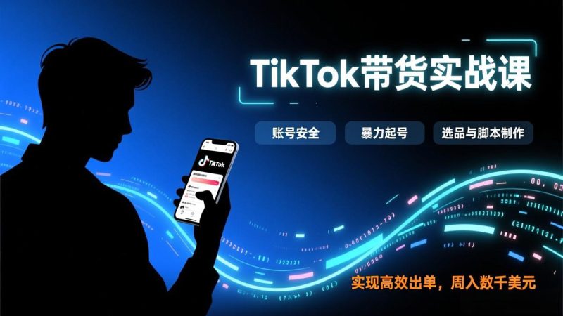 (17278期)TikTok带货实战课,涵盖账号安全、暴力起号、选品与脚本制作,实现高效出单,周入数千美元_免费分享网络创业,副业,信息差项目的老牌资源整合平台!金铲子项目