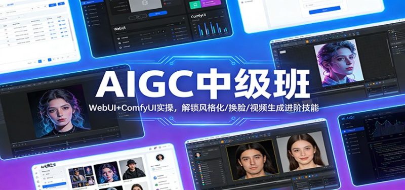 AIGC中级班:WebUI+ComfyUI实操,解锁风格化/换脸/视频生成进阶技能_免费分享网络创业,副业,信息差项目的老牌资源整合平台!金铲子项目