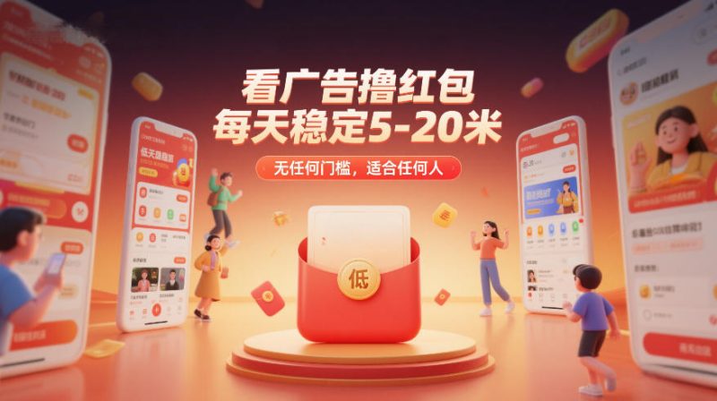 看广告撸红包,每天稳定5-20米,无任何门槛,适合任何人_免费分享网络创业,副业,信息差项目的老牌资源整合平台!金铲子项目