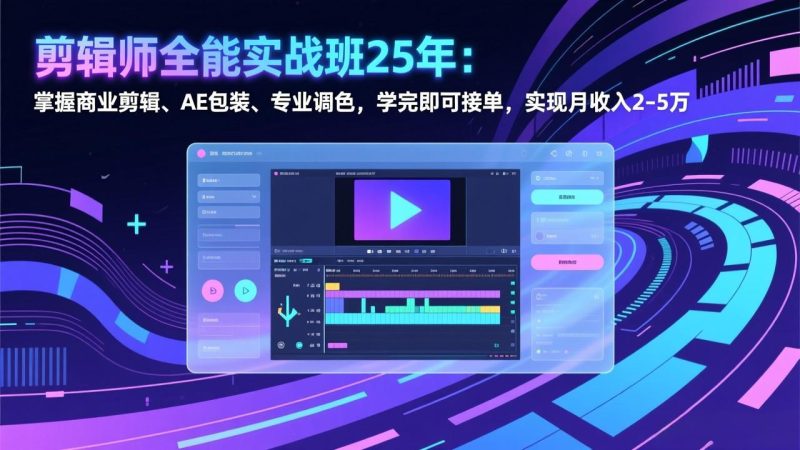 （17294期）剪辑师全能实战班25年：掌握商业剪辑、AE包装、专业调色，学完即可接单，实现月收入2-5万_免费分享网络创业,副业,信息差项目的老牌资源整合平台！金铲子项目
