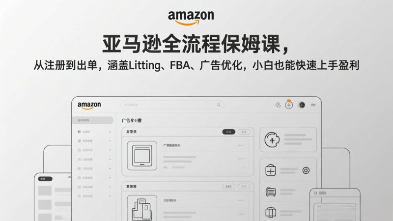 （17293期）亚马逊全流程保姆课，从注册到出单，涵盖Listing、FBA、广告优化，小白也能快速上手盈利_免费分享网络创业,副业,信息差项目的老牌资源整合平台！金铲子项目