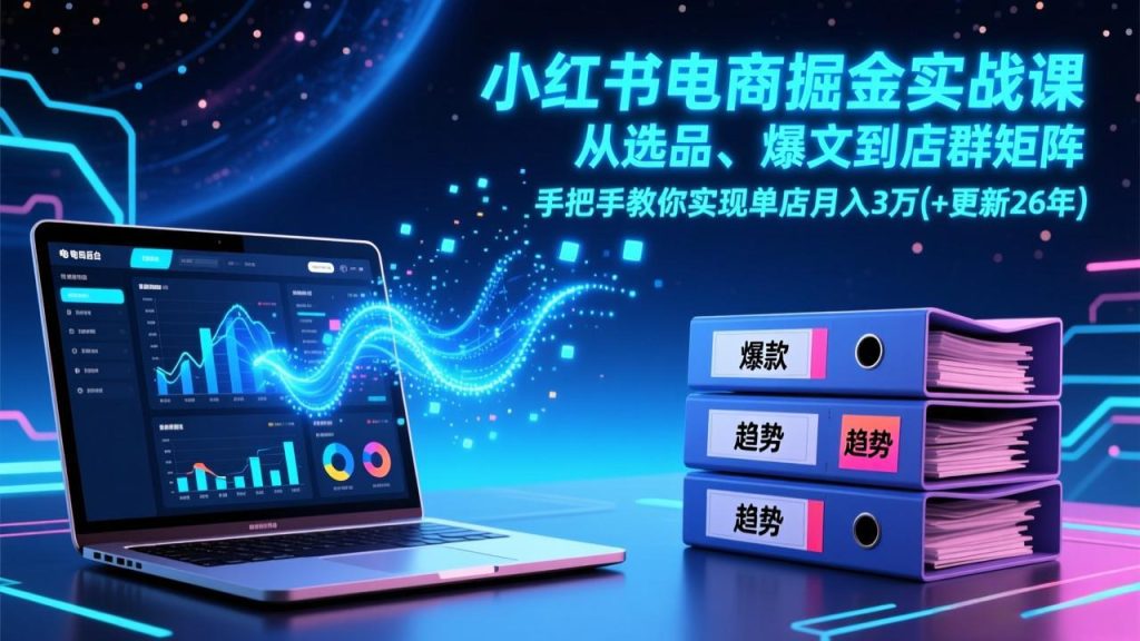 （17290期）小红书电商掘金实战课，从选品、爆文到店群矩阵，手把手教你实现单店月入3万+(更新26年)_免费分享网络创业,副业,信息差项目的老牌资源整合平台！金铲子项目