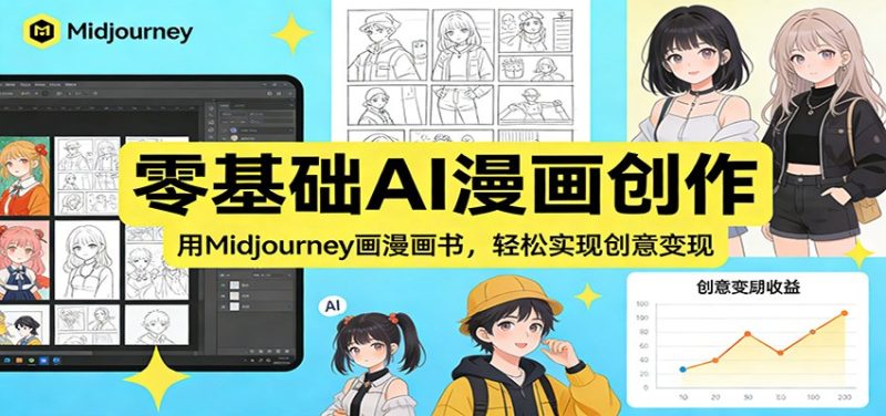 零基础AI漫画创作：用Midjourney画漫画书，轻松实现创意变现_免费分享网络创业,副业,信息差项目的老牌资源整合平台！金铲子项目