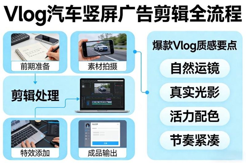 Vlog感觉汽车竖屏广告剪辑脚本全流程，拿捏爆款Vlog质感_免费分享网络创业,副业,信息差项目的老牌资源整合平台！金铲子项目