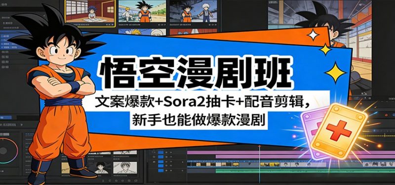 悟空漫剧班：文案爆款+Sora2抽卡+配音剪辑，新手也能做爆款漫剧_免费分享网络创业,副业,信息差项目的老牌资源整合平台！金铲子项目