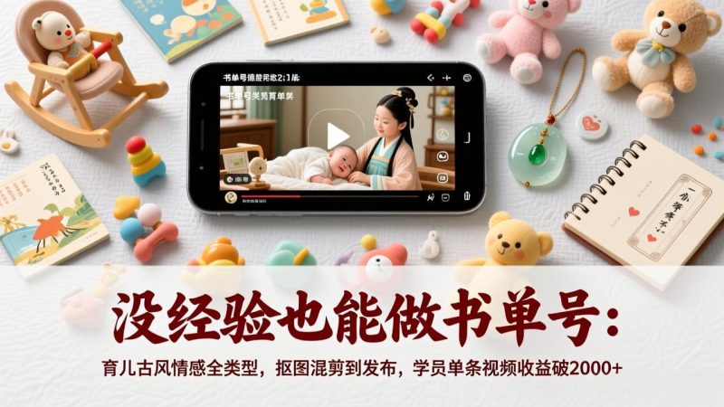 （17389期）没经验也能做书单号：育儿古风情感全类型，抠图混剪到发布，学员单条视频收益破2000+_免费分享网络创业,副业,信息差项目的老牌资源整合平台！金铲子项目