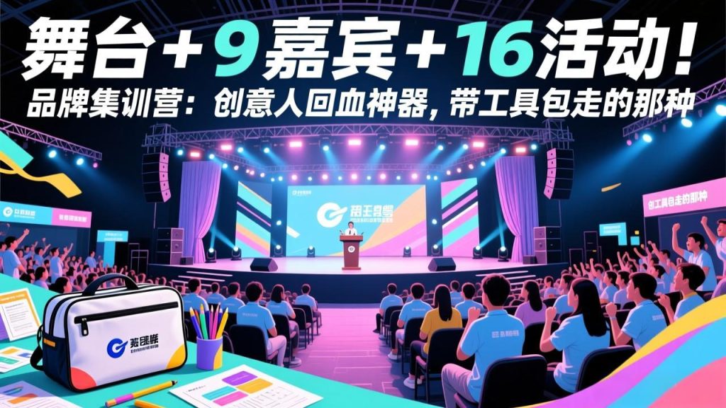 (17413期)舞台 + 9 嘉宾 + 16 活动!品牌集训营:创意人回血神器,带工具包走的那种_免费分享网络创业,副业,信息差项目的老牌资源整合平台!金铲子项目