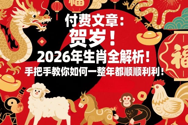 付费文章:贺岁!2026年生肖全解析!手把手教你如何一整年都顺顺利利!_免费分享网络创业,副业,信息差项目的老牌资源整合平台!金铲子项目