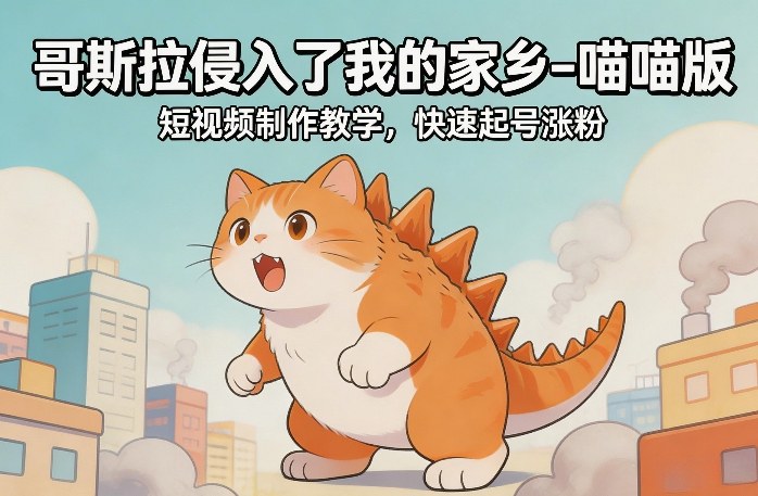 哥斯拉侵入了我的家乡–喵喵版短视频制作教学,快速起号涨粉_免费分享网络创业,副业,信息差项目的老牌资源整合平台!金铲子项目