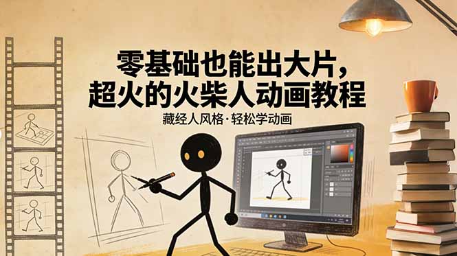 (17464期)零基础也能出大片,超火的火柴人动画教程(藏经人风格)_免费分享网络创业,副业,信息差项目的老牌资源整合平台!金铲子项目