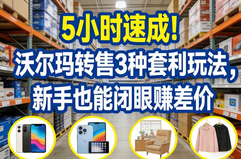 5小时速成沃尔玛转售3种套利玩法，新手也能闭眼賺差价_免费分享网络创业,副业,信息差项目的老牌资源整合平台！金铲子项目