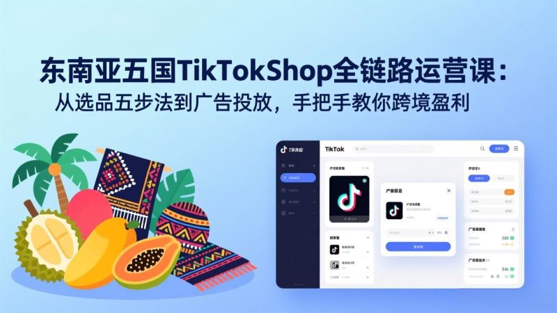(17511期)东南亚五国TikTokShop全链路运营课:从选品五步法到广告投放,手把手教你跨境盈利_免费分享网络创业,副业,信息差项目的老牌资源整合平台!金铲子项目