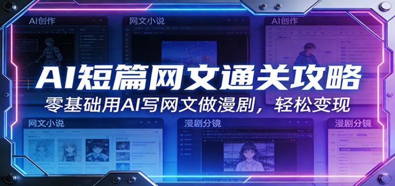 AI短篇网文通关攻略：零基础用AI写网文做漫剧，_免费分享网络创业,副业,信息差项目的老牌资源整合平台！金铲子项目