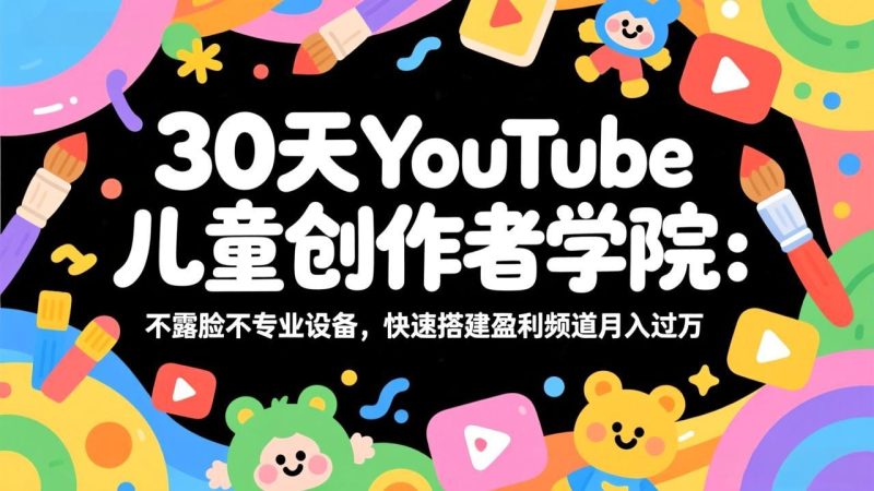 （17554期）30天YouTube儿童创作者学院：不露脸不专业设备，快速搭建盈利频道月入过万_免费分享网络创业,副业,信息差项目的老牌资源整合平台！金铲子项目