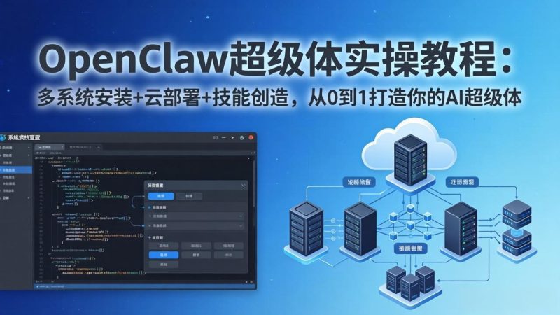 （17603期）OpenClaw-小龙虾 超级体实操教程：多系统安装+云部署+技能创造，从0到1打造你的AI超级体_免费分享网络创业,副业,信息差项目的老牌资源整合平台！金铲子项目