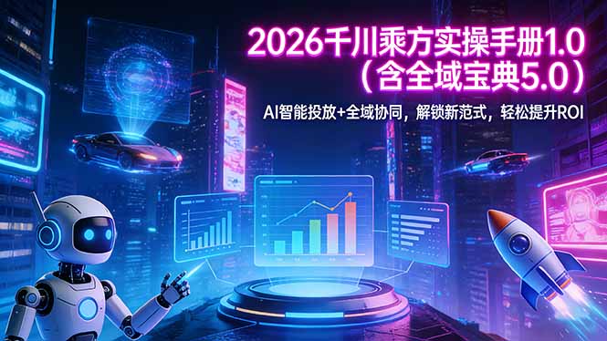 (17625期)2026 千川乘方实操手册 1.0(含全域宝典 5.0)AI 智能投放+全域协同,解锁新范式,轻松提升ROI_免费分享网络创业,副业,信息差项目的老牌资源整合平台!金铲子项目