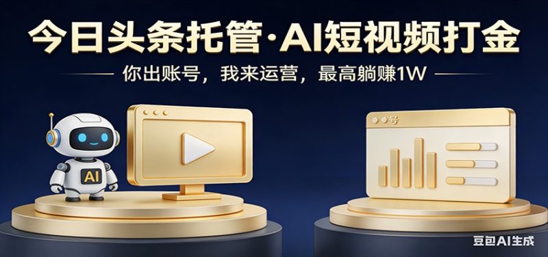 头条号AI托管,我提供作品,你提供账号,每天5分钟发布,小白躺赚3000+_免费分享网络创业,副业,信息差项目的老牌资源整合平台!金铲子项目