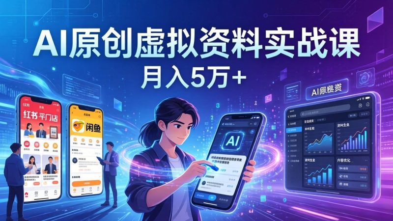 (17657期)AI原创虚拟资料实战课:2026新机会,小红书闲鱼开店,普通人用AI轻松变现,月入5万+_免费分享网络创业,副业,信息差项目的老牌资源整合平台!金铲子项目