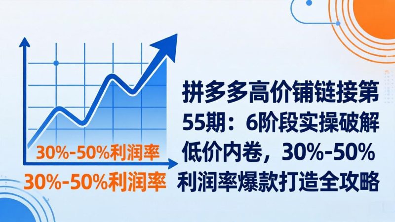 （17698期）拼多多高价铺链接第55期：6阶段实操破解低价内卷，30%-50%利润率爆款打造全攻略_免费分享网络创业,副业,信息差项目的老牌资源整合平台！金铲子项目