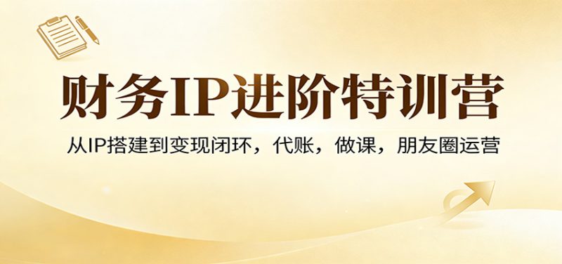 财务IP进阶特训营：从IP搭建到变现闭环，代账，做课，朋友圈运营_免费分享网络创业,副业,信息差项目的老牌资源整合平台！金铲子项目