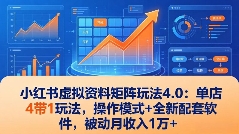（17730期）小红书虚拟资料矩阵玩法4.0：单店4带1玩法，操作模式+全新配套软件，被动月收入1万+_免费分享网络创业,副业,信息差项目的老牌资源整合平台！金铲子项目