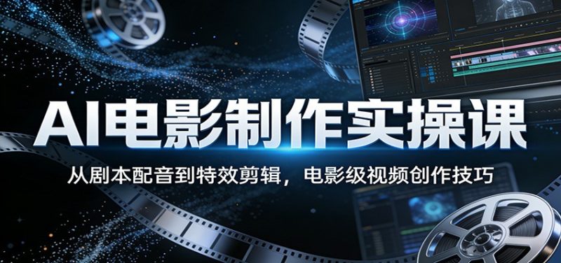 AI电影制作实操课：从剧本配音到特效剪辑，电影级视频创作技巧_免费分享网络创业,副业,信息差项目的老牌资源整合平台！金铲子项目