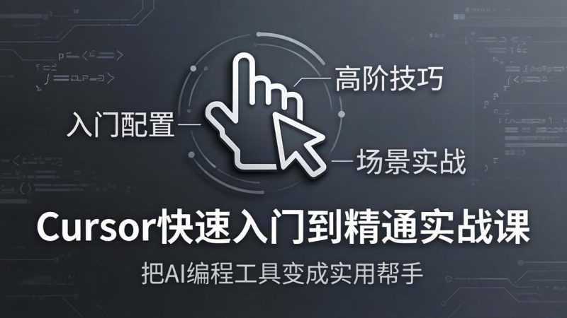 (17794期)Cursor快速入门到精通实战课:入门配置+高阶技巧+场景实战,把AI编程工具变成实用帮手_免费分享网络创业,副业,信息差项目的老牌资源整合平台!金铲子项目