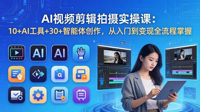 （17818期）AI 视频剪辑拍摄实操课：10+AI工具+30+智能体创作，从入门到变现全流程掌握_免费分享网络创业,副业,信息差项目的老牌资源整合平台！金铲子项目