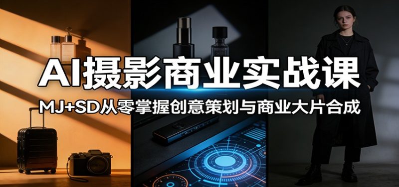AI摄影商业实战课：MJ+SD从零掌握创意策划与商业大片合成_免费分享网络创业,副业,信息差项目的老牌资源整合平台！金铲子项目