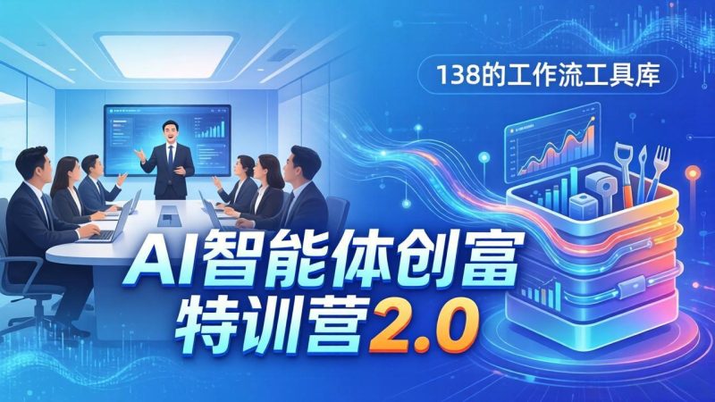 (17833期)AI智能体创富训练营2.0:3天闭门直播+视频课+工具库,从0到1搭建智能体附138个工作流_免费分享网络创业,副业,信息差项目的老牌资源整合平台!金铲子项目